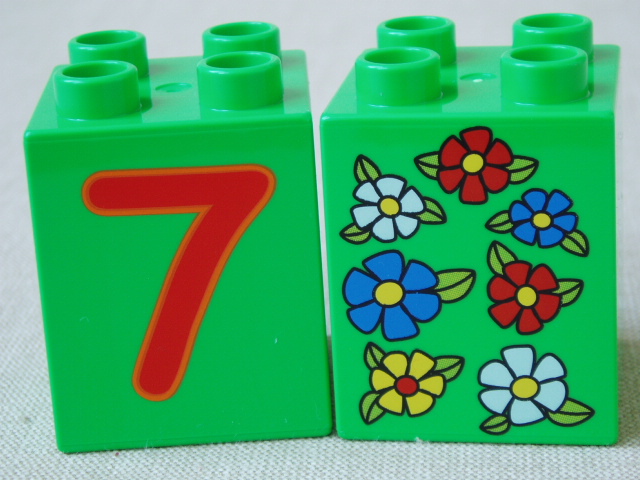 Duplo - potisk číslo 7, kostka 2x2x2 tmavě zelená, r. 2010, A