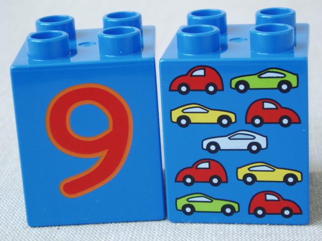 Duplo - potisk číslo 9, kostka 2x2x2 tmavě modrá, r.2010, A