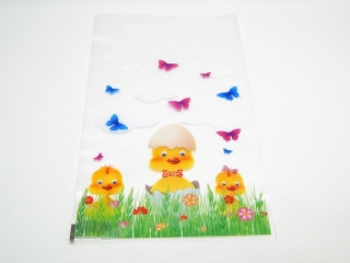 Sáček velikonoční PP 20x39cm kuřátko průhledný