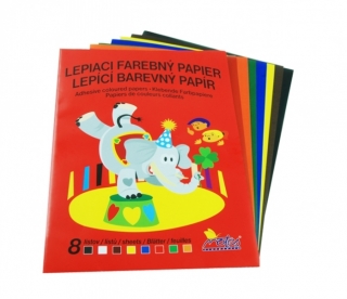 Papír barevný lepící: A4 / 8 ks