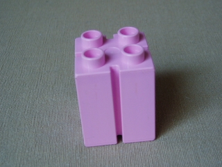 Duplo - kostička s drážkou, 2x2x2, růžová, r.2002, C