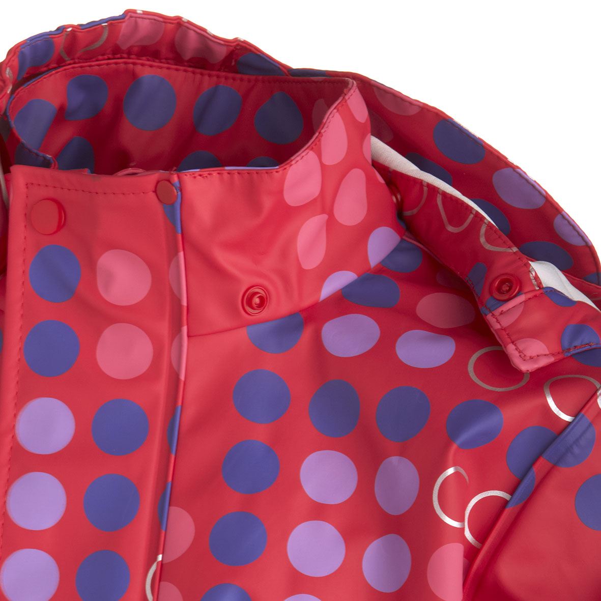 JEAN 207 - nepromokavá bunda, červená s kolečky/134